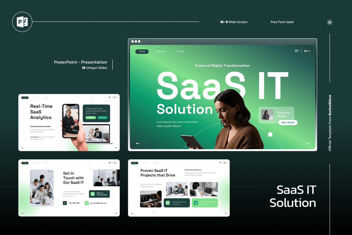 Template Presentasi Powerpoint Solusi IT SaaS yang Menarik