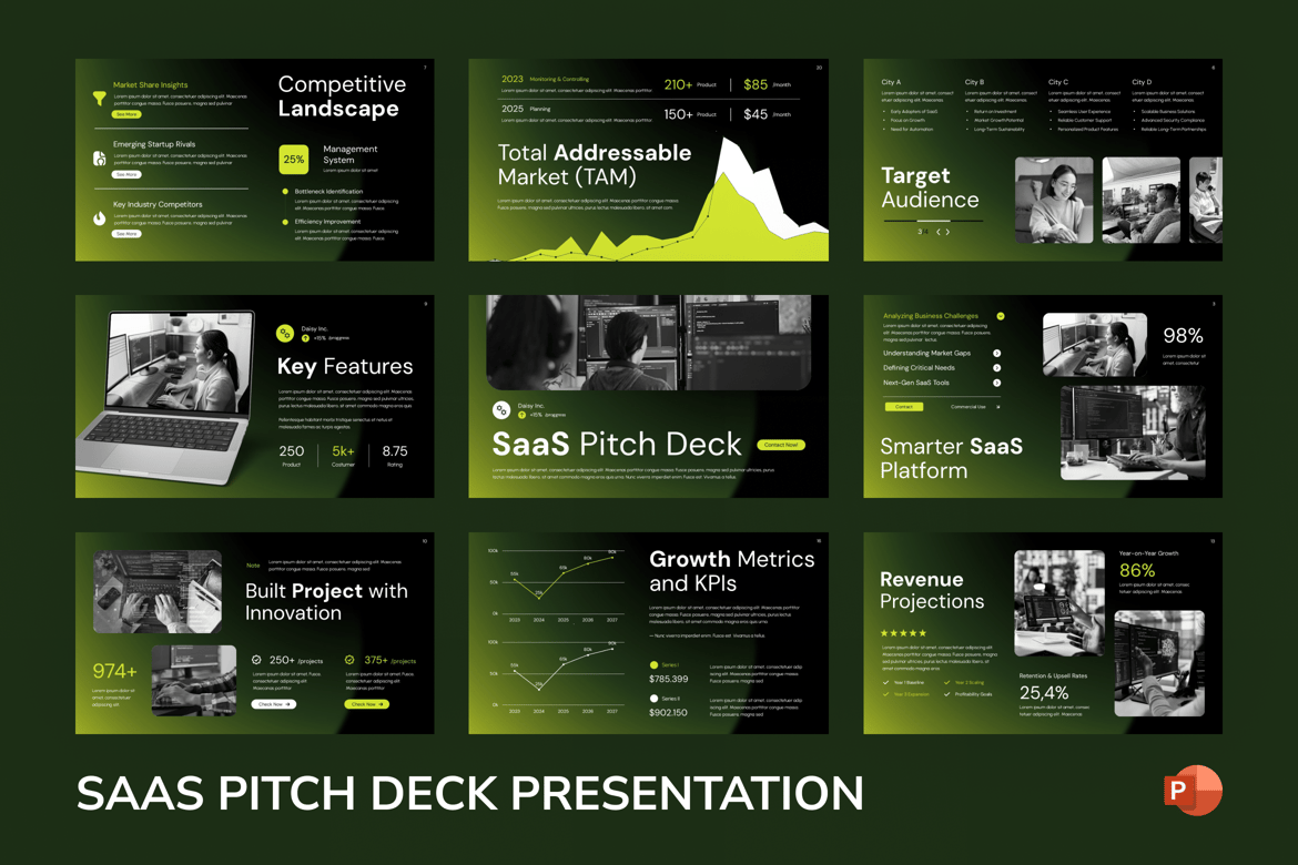 Template Presentasi PowerPoint Pitch Deck SaaS yang Menarik
