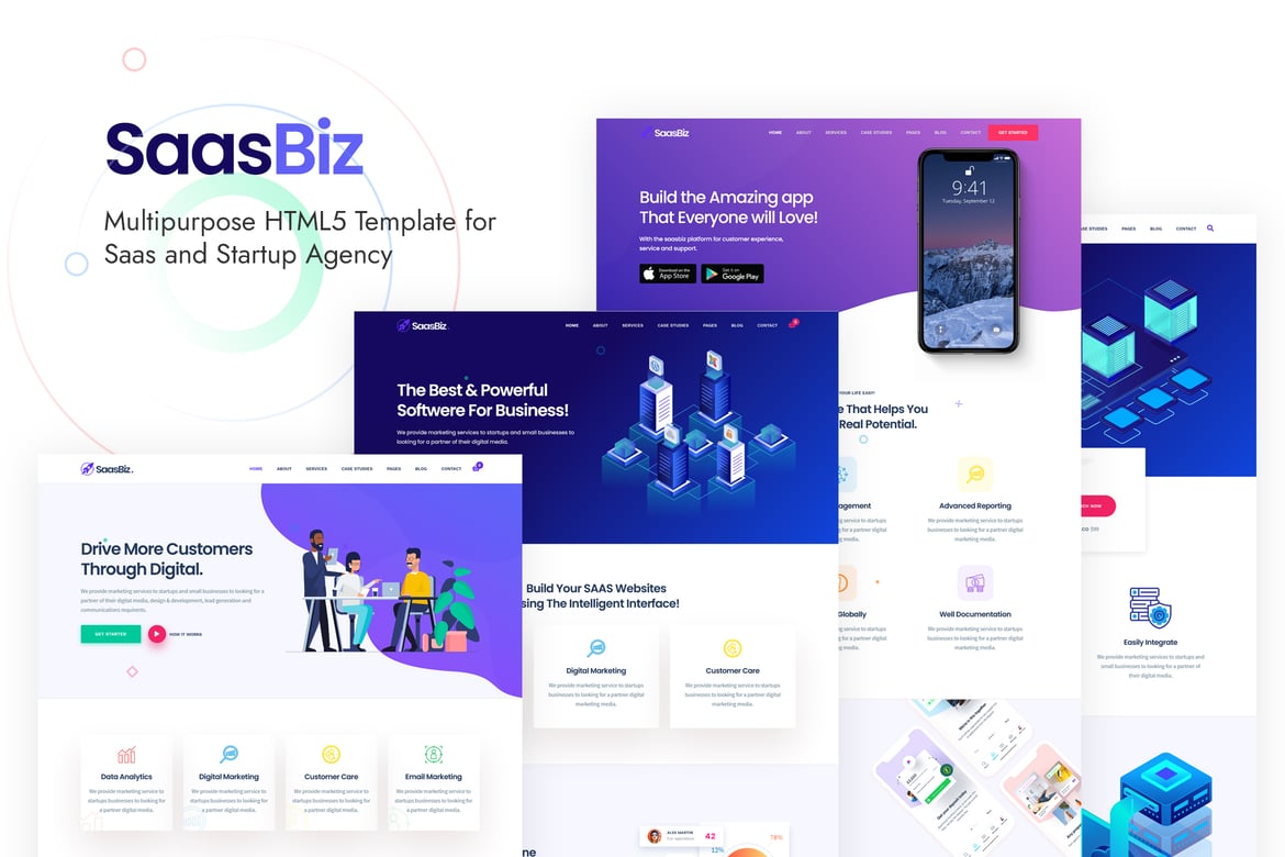 SaasBiz - Template Website HTML untuk Startup SaaS yang Menarik
