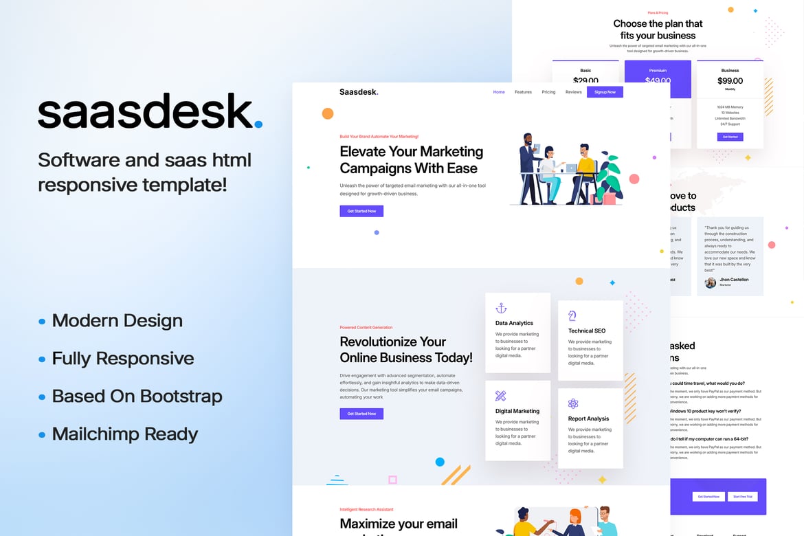 SaaSDesk - Template Website HTML untuk Startup SaaS yang Menarik