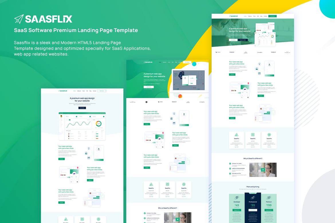 Template Website Landing Page SaaSflix yang Modern dan Responsif