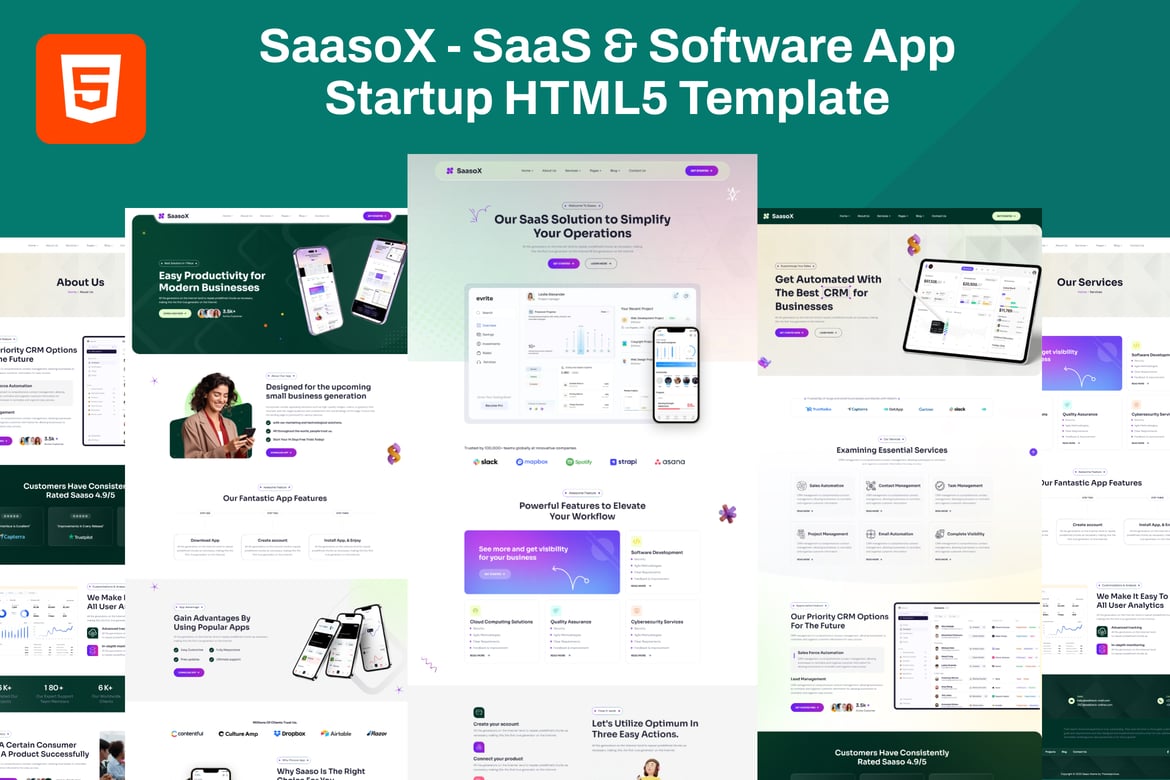 SaasoX - Template Website Startup SaaS & Aplikasi Software Modern