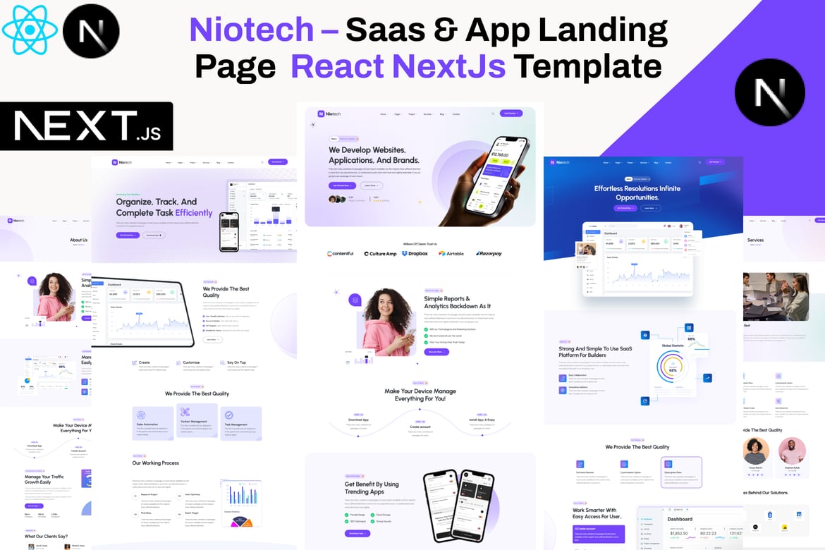 Template Website Landing Page SaaS dan Aplikasi NextJS - Niotech