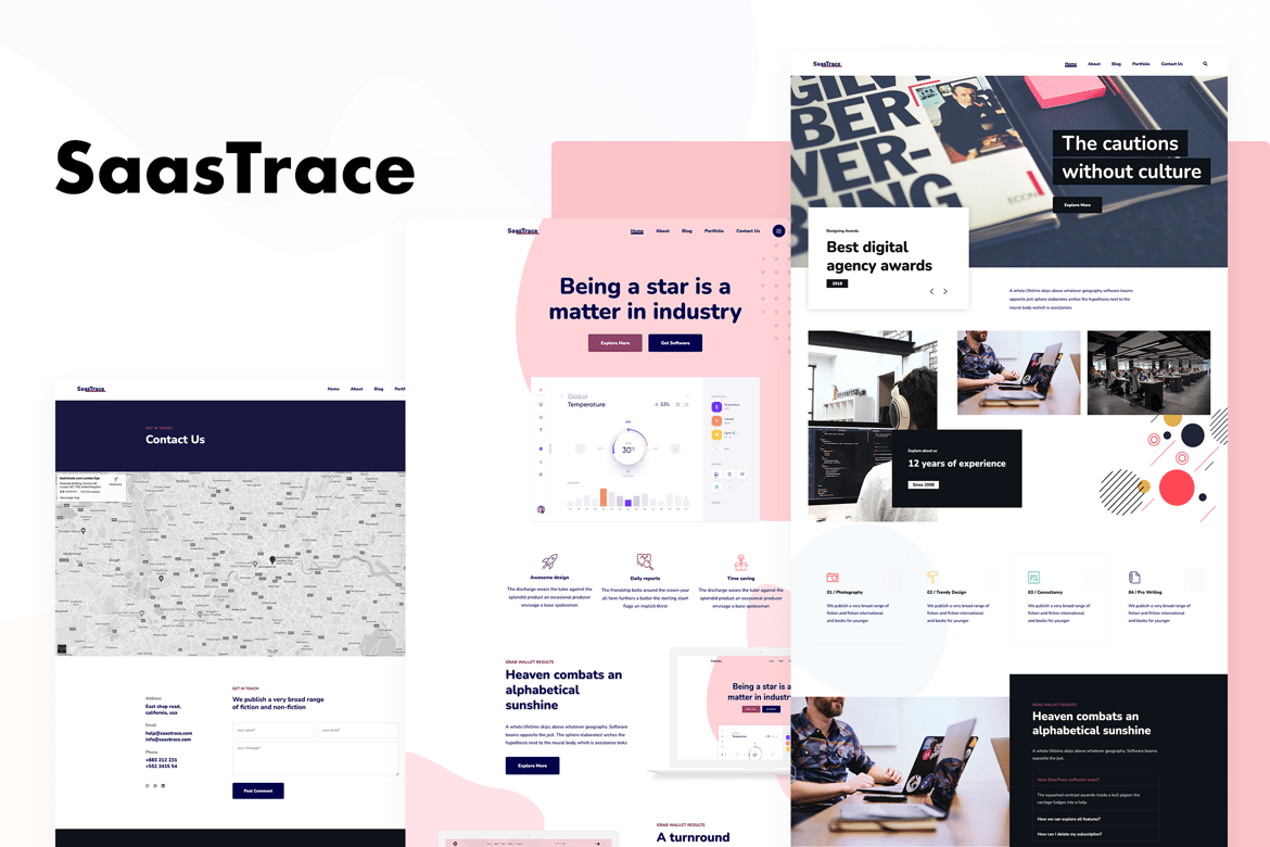 SaasTrace - Template Website Modern untuk Startup dan Software