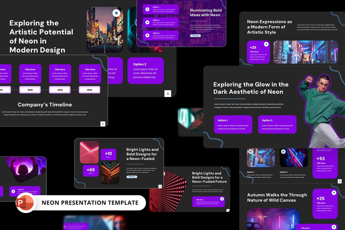 Saber - Template PowerPoint Neon yang Menawan