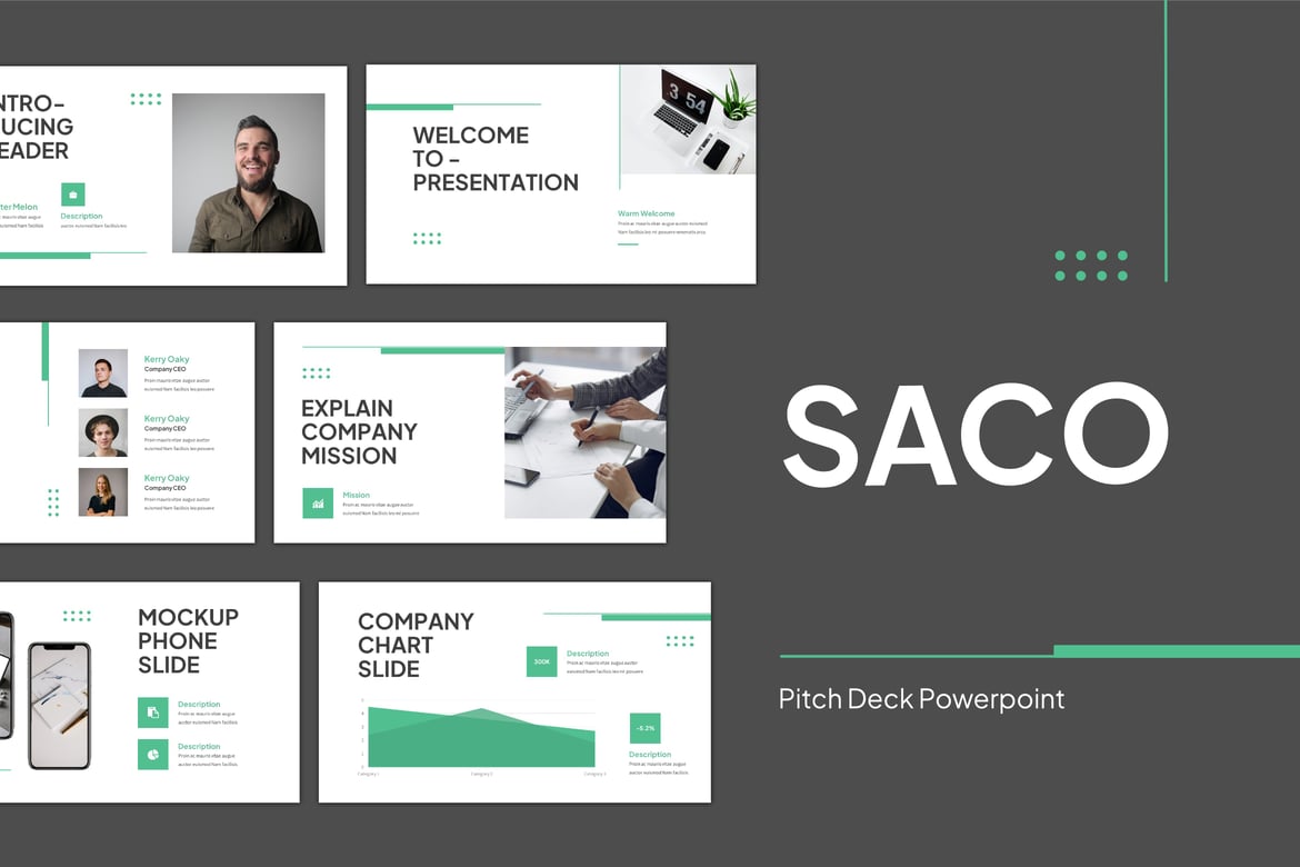 Saco - Template Presentasi Pitch Deck yang Menarik