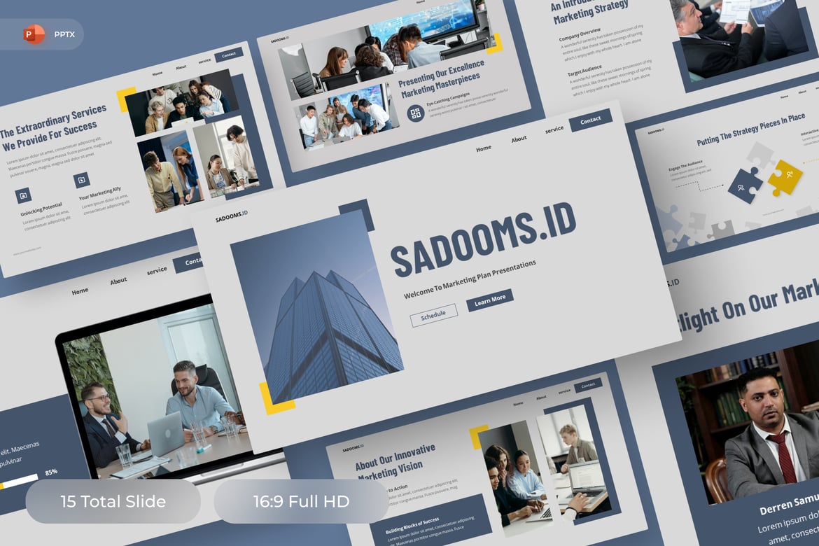 Template PowerPoint Rencana Pemasaran Sadoomsid yang Menarik dan Profesional