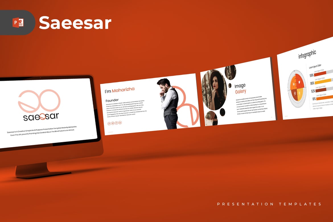 Saeesar - Template PowerPoint Kreatif dan Minimalis