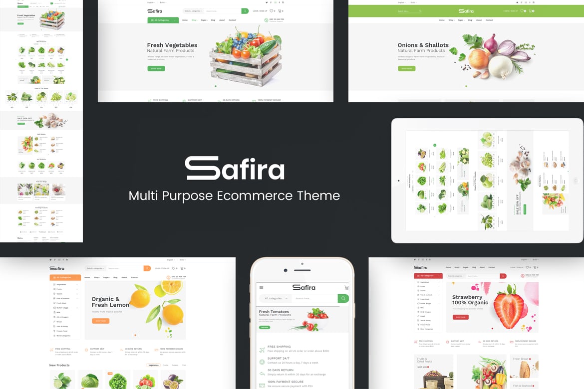 Safira - Tema WordPress Modern untuk Toko Makanan Organik