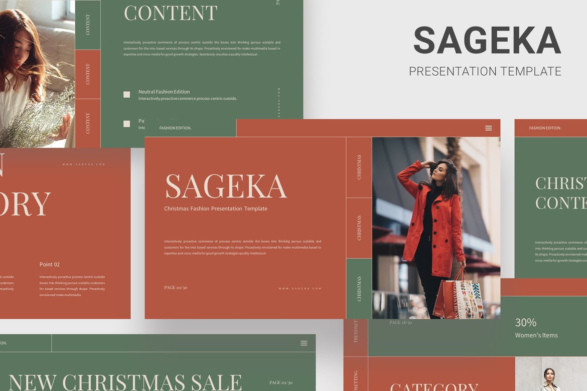 Template PowerPoint Fashion Natal Sageka yang Menawan