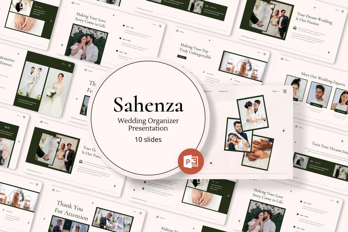 Sahenza - Template PowerPoint Organizer Pernikahan yang Menawan