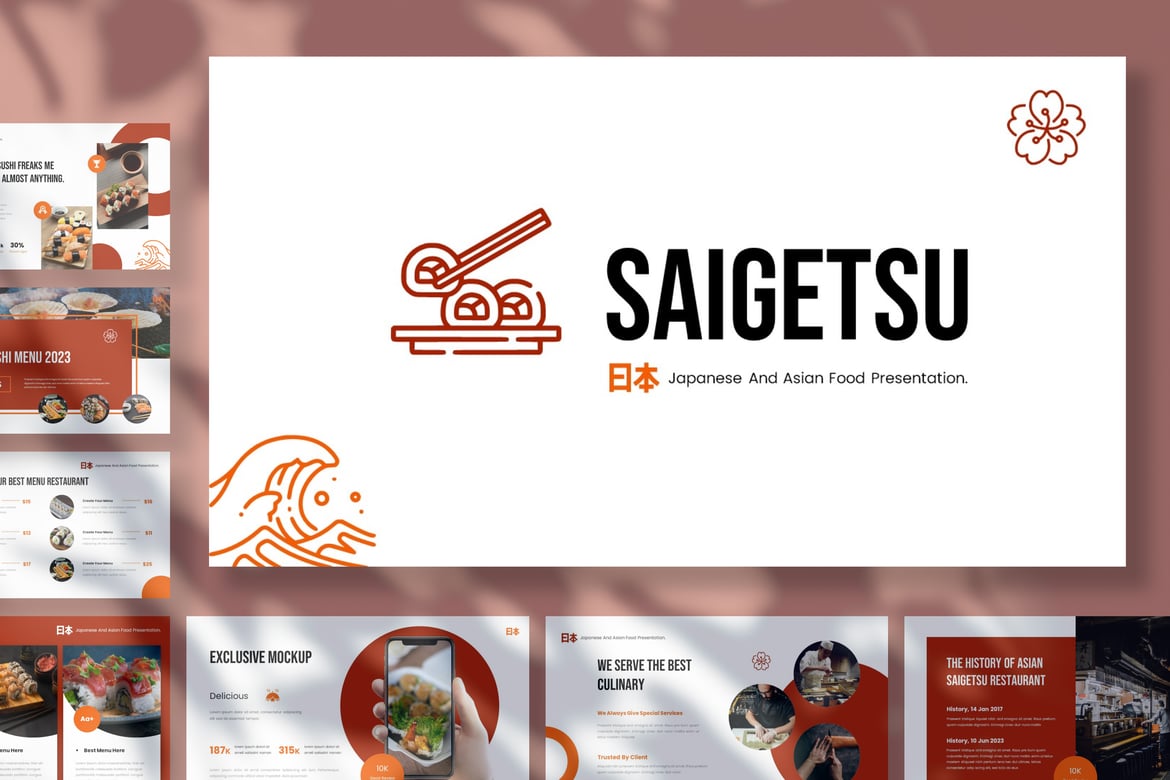 Template Presentasi PowerPoint Saigetsu untuk Bisnis Makanan yang Menarik