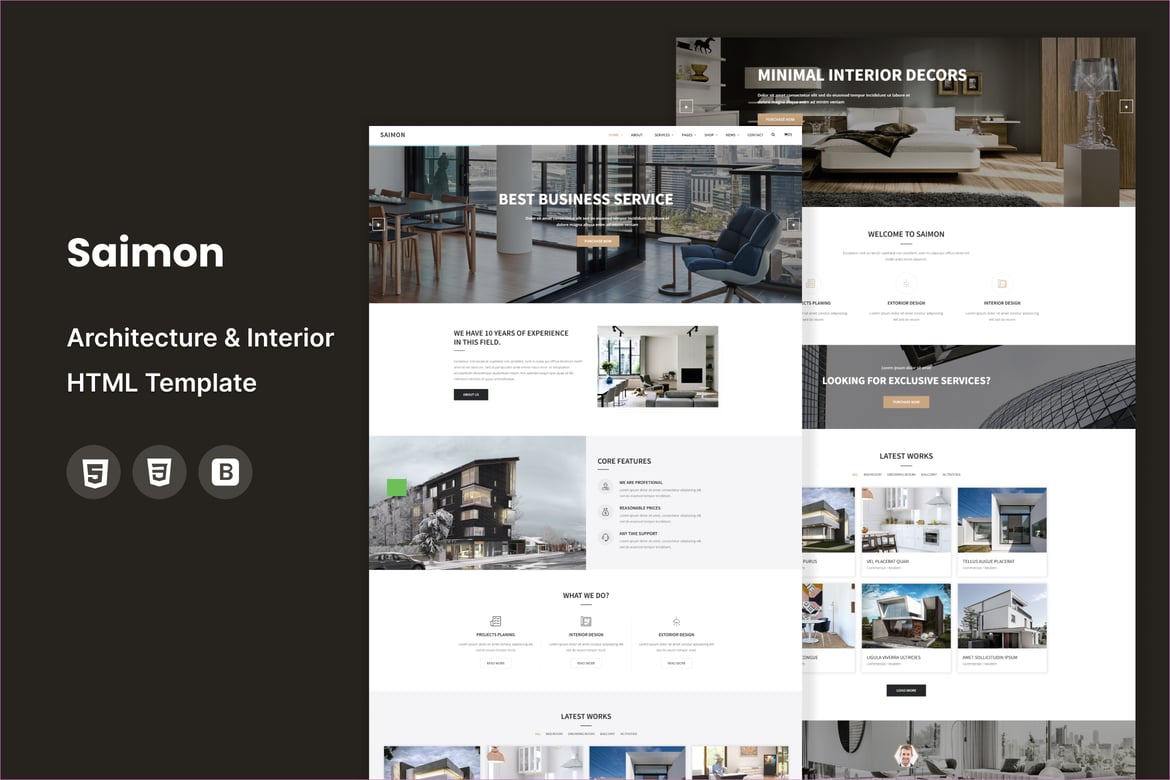 Saimon - Template Web Arsitektur & Interior yang Menawan