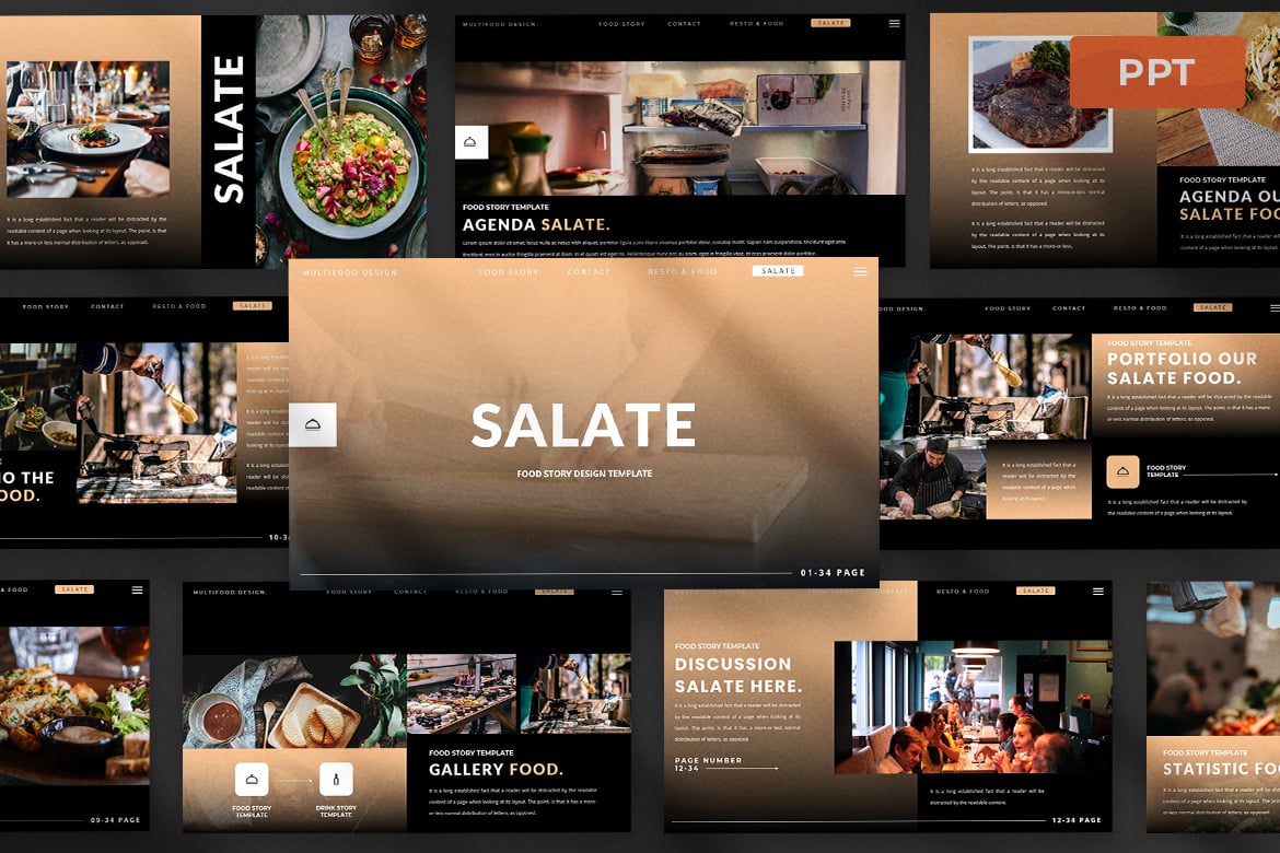 Template Presentasi PowerPoint Salate yang Elegan dan Modern