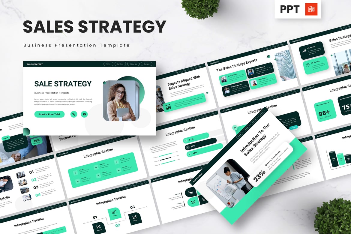 Template Presentasi Powerpoint Strategi Penjualan yang Efektif