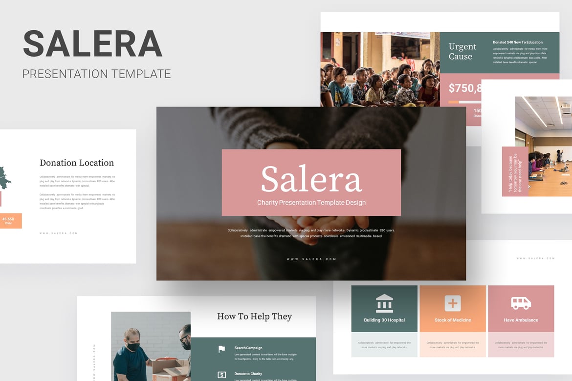 Template Presentasi PowerPoint Salera untuk Penggalangan Dana Amal Online
