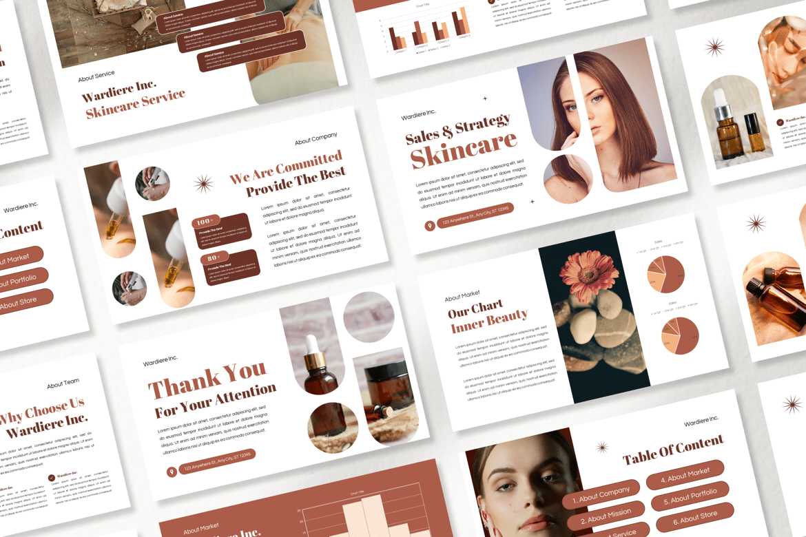 Template Presentasi PowerPoint Skincare: Strategi & Identitas Merek