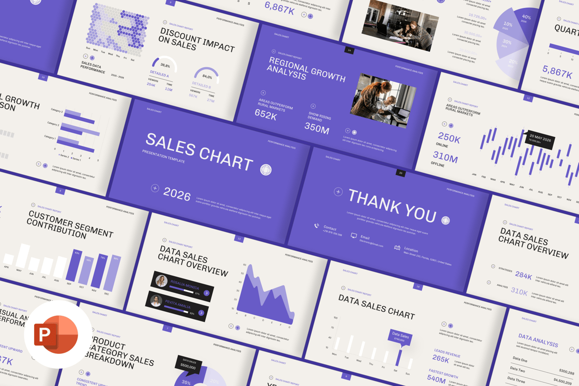 Template Presentasi PowerPoint Grafik Penjualan yang Mengesankan