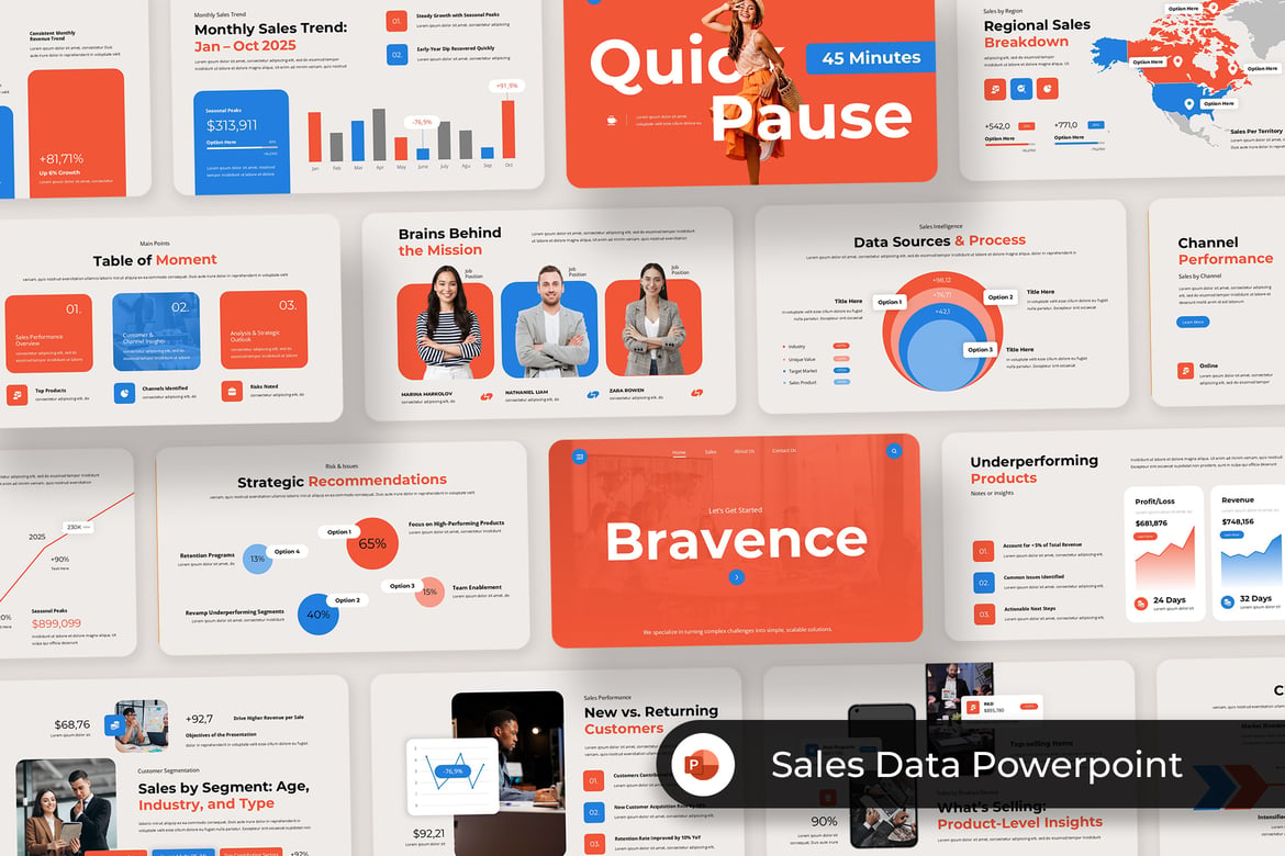 Template Powerpoint Data Penjualan yang Kreatif dan Modern