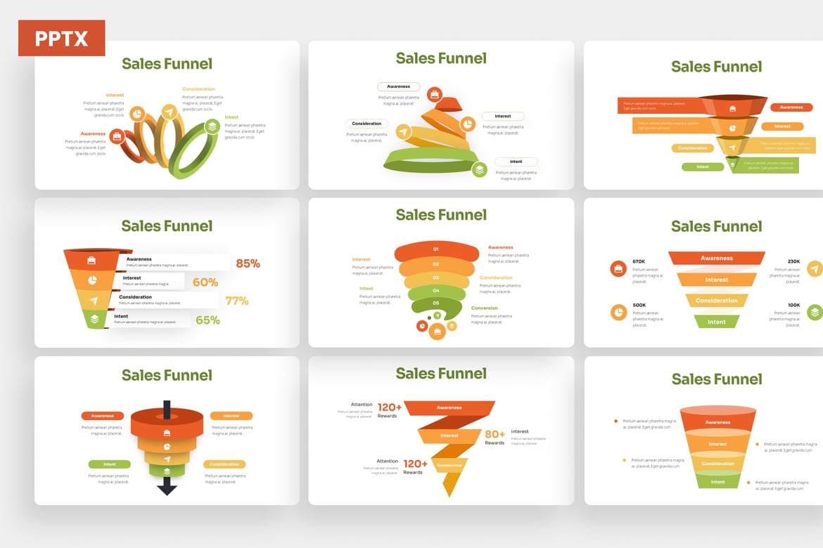 Template PowerPoint Infografis Funnel Penjualan yang Menginspirasi
