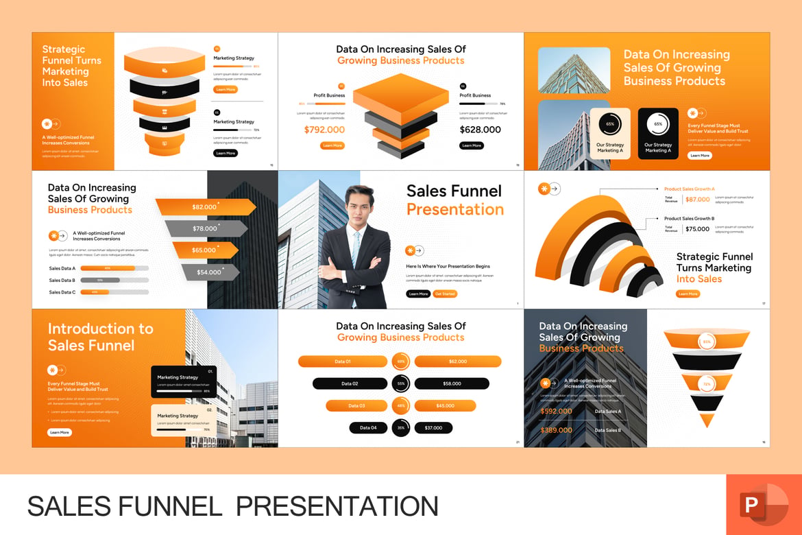 Template Presentasi PowerPoint Funnel Penjualan yang Menarik