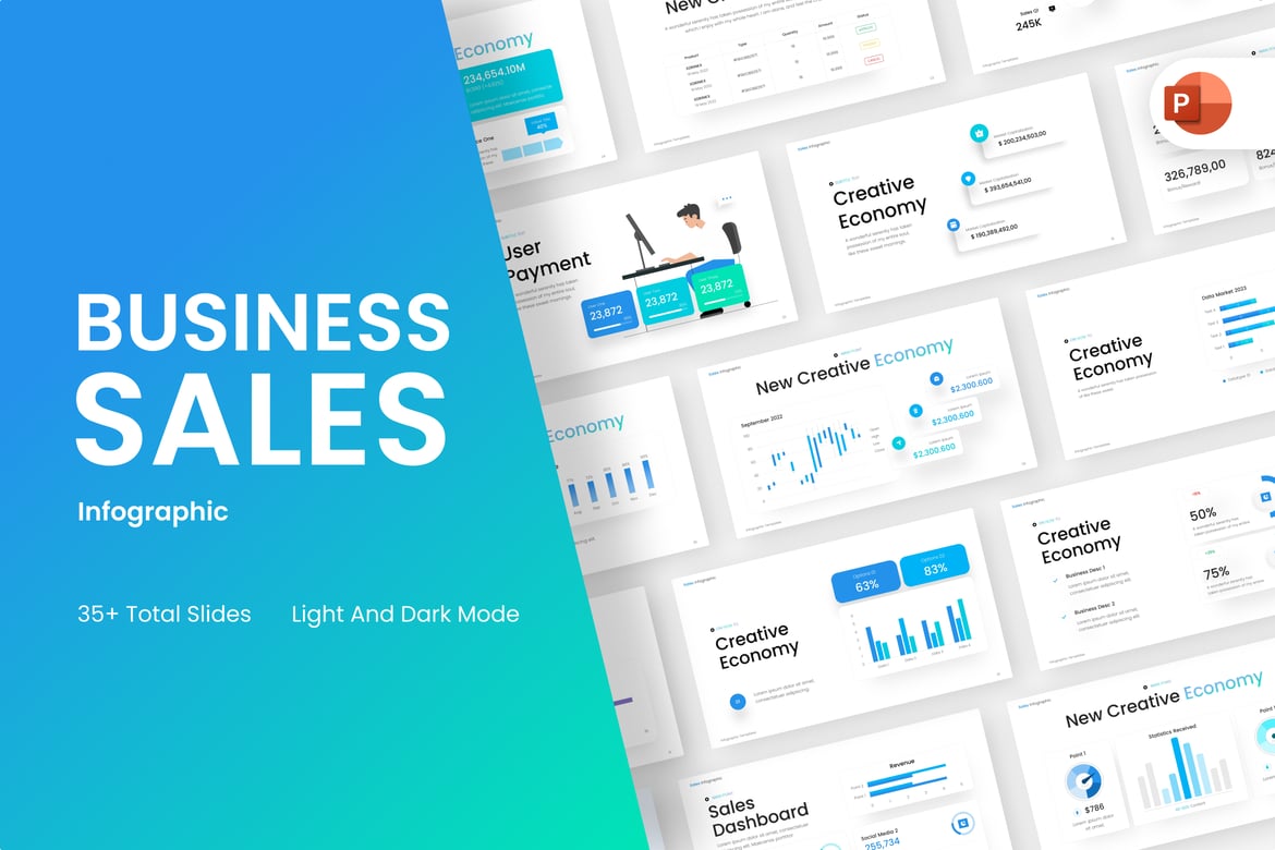 Template PowerPoint Infografis Penjualan Modern