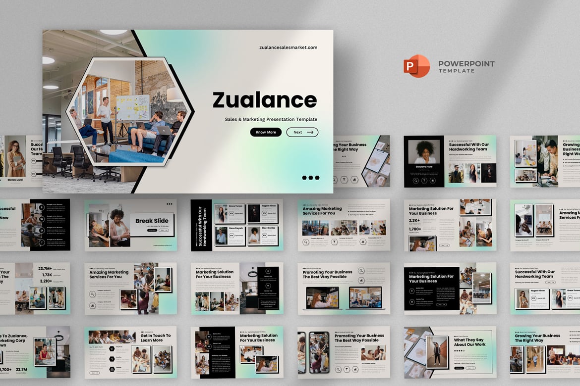 Template Presentasi PowerPoint Pemasaran dan Penjualan yang Modern
