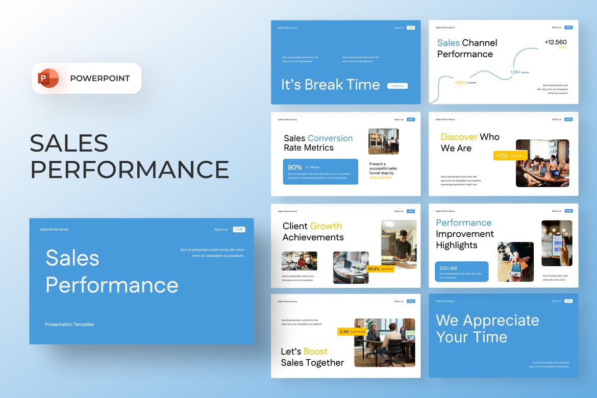 Template PowerPoint Kinerja Penjualan yang Menarik dan Profesional