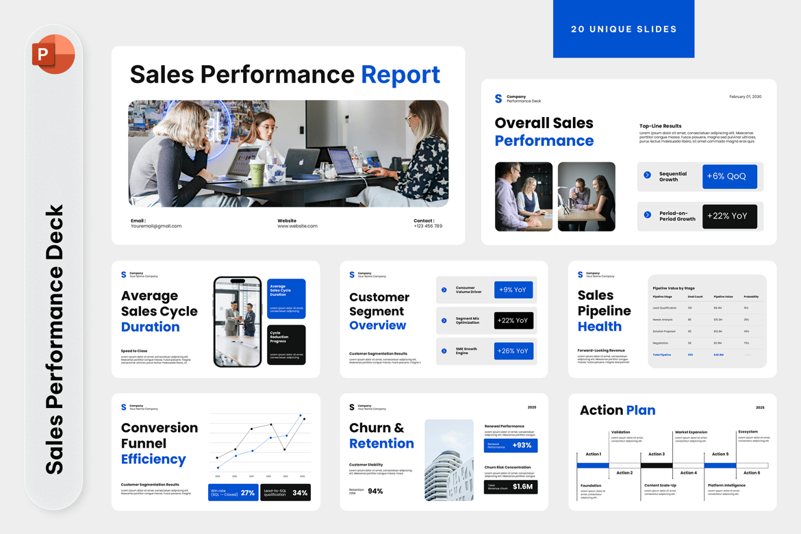 Template PowerPoint Laporan Kinerja Penjualan yang Menarik
