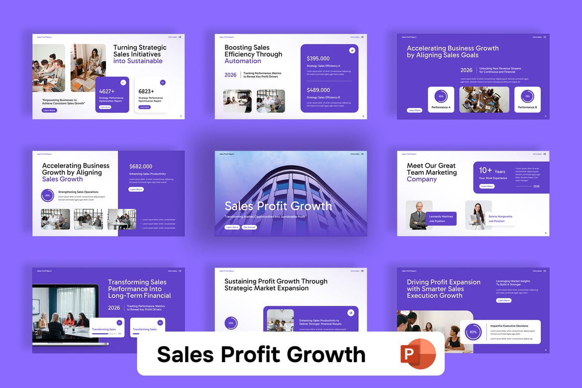 Template Presentasi PowerPoint Pertumbuhan Profit Penjualan