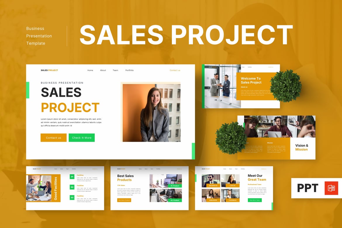 Template Powerpoint Proyek Penjualan yang Menarik