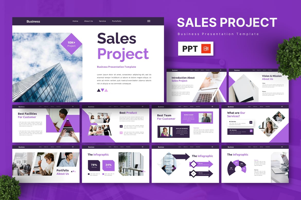 Template PowerPoint Proyek Penjualan yang Menarik