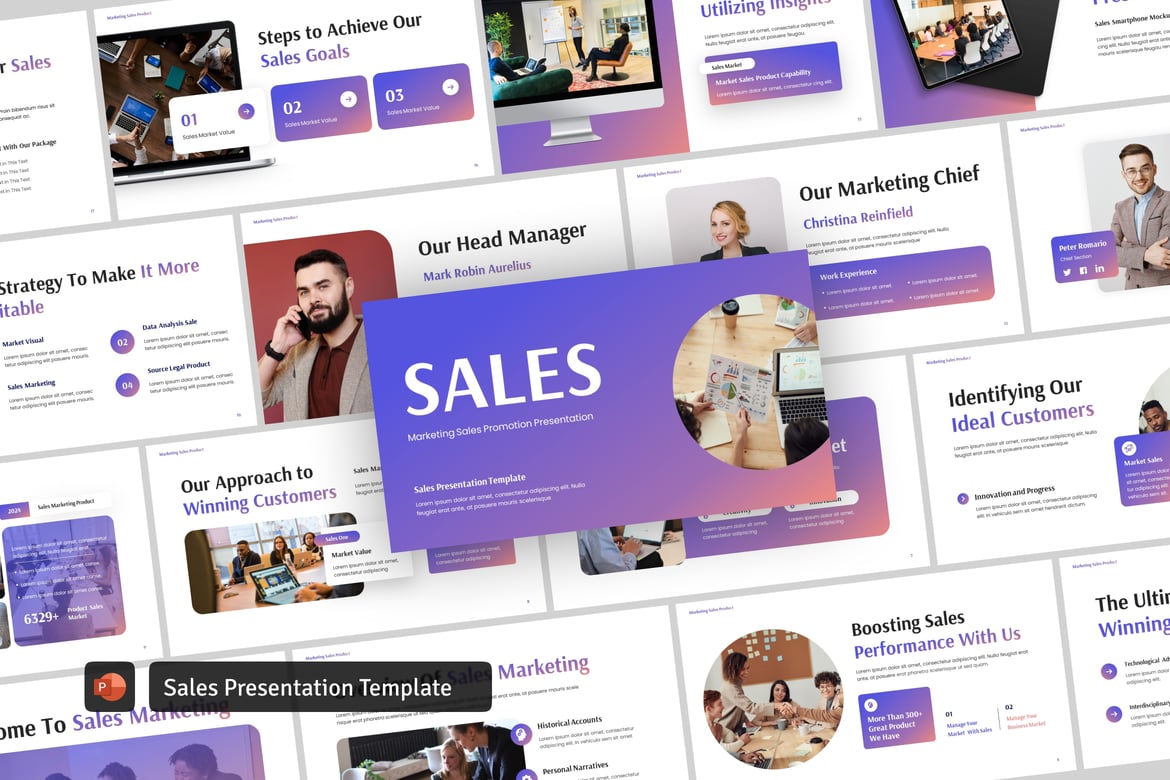 Template PowerPoint Laporan Penjualan Modern dan Menarik