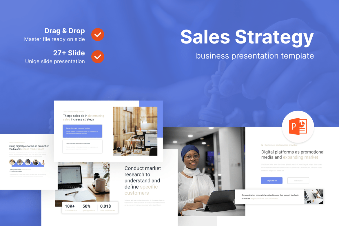 Template Powerpoint Strategi Penjualan untuk Pemasaran Bisnis