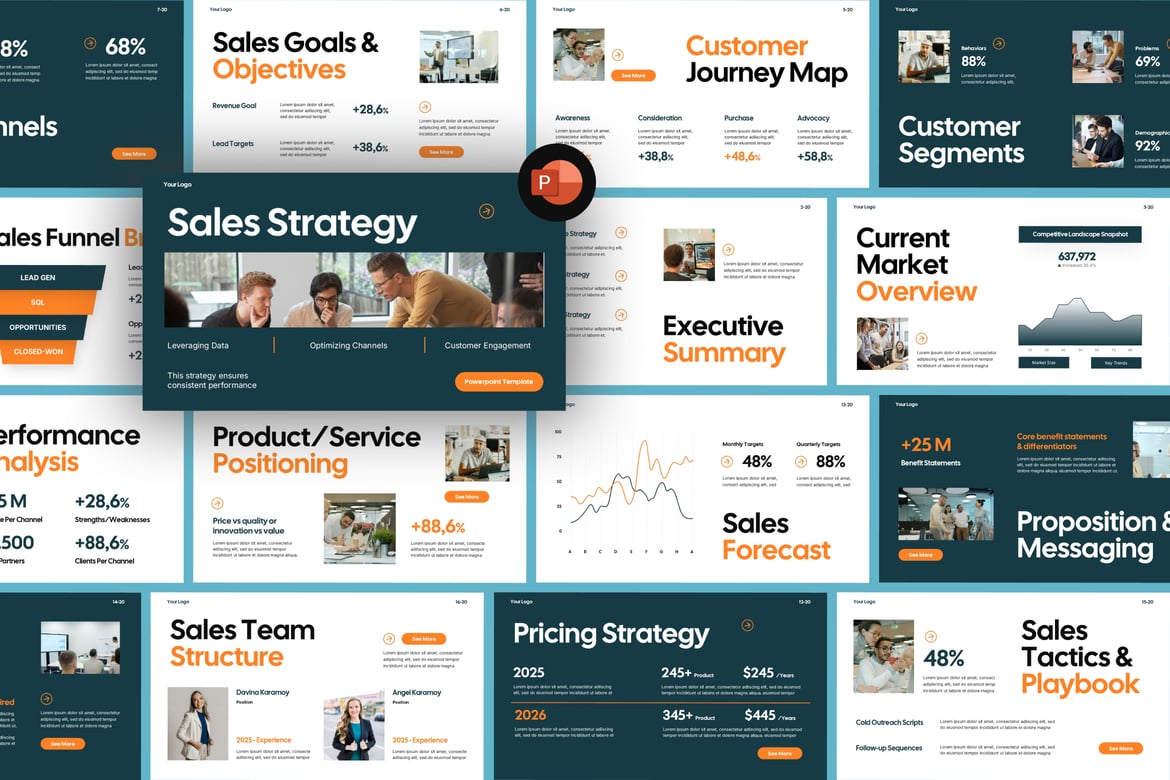 Template Presentasi PowerPoint Strategi Penjualan yang Modern dan Profesional