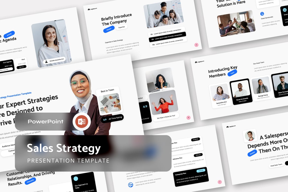 Template Presentasi PowerPoint Strategi Penjualan yang Menarik
