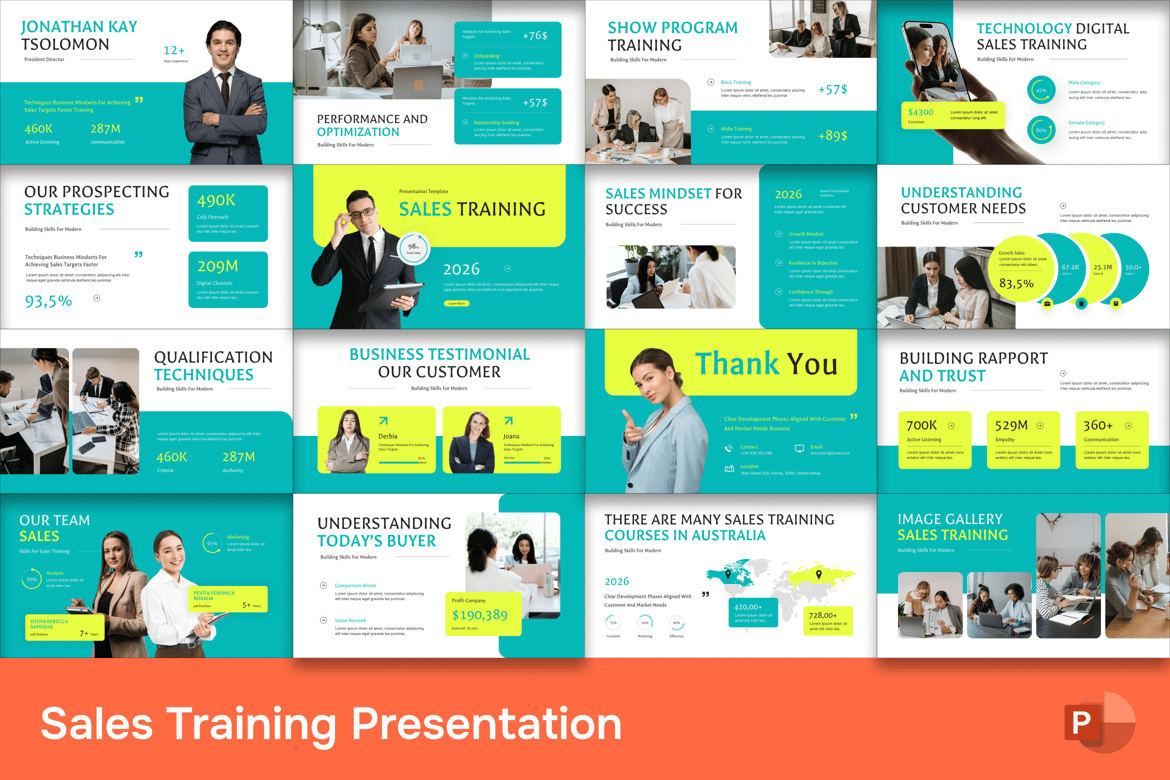 Template PowerPoint Pelatihan Penjualan yang Menarik