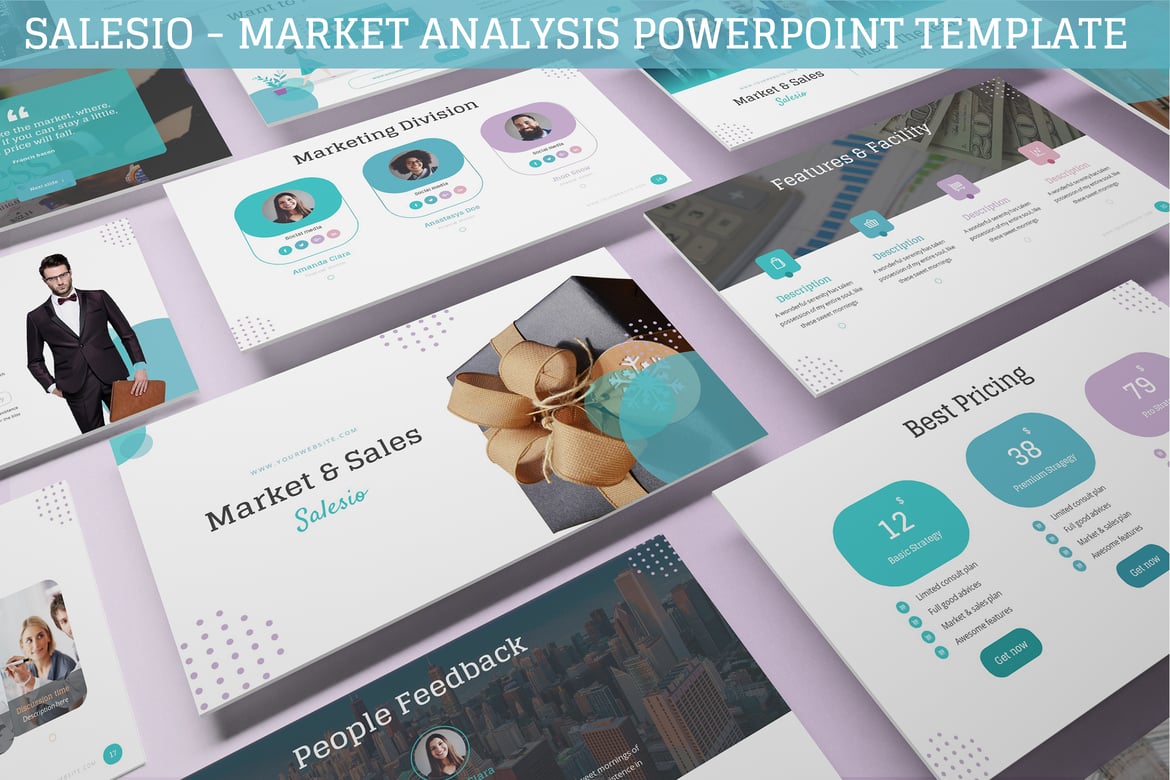 Template Powerpoint Analisis Pasar Modern dan Abstrak - Salesio