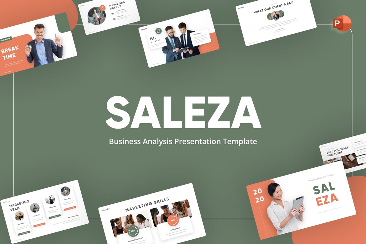 Template PowerPoint Saleza untuk Presentasi Bisnis yang Elegan dan Fleksibel