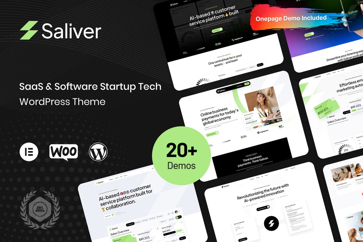 Saliver - Tema WordPress Teknologi untuk SaaS dan Startup yang Menawan