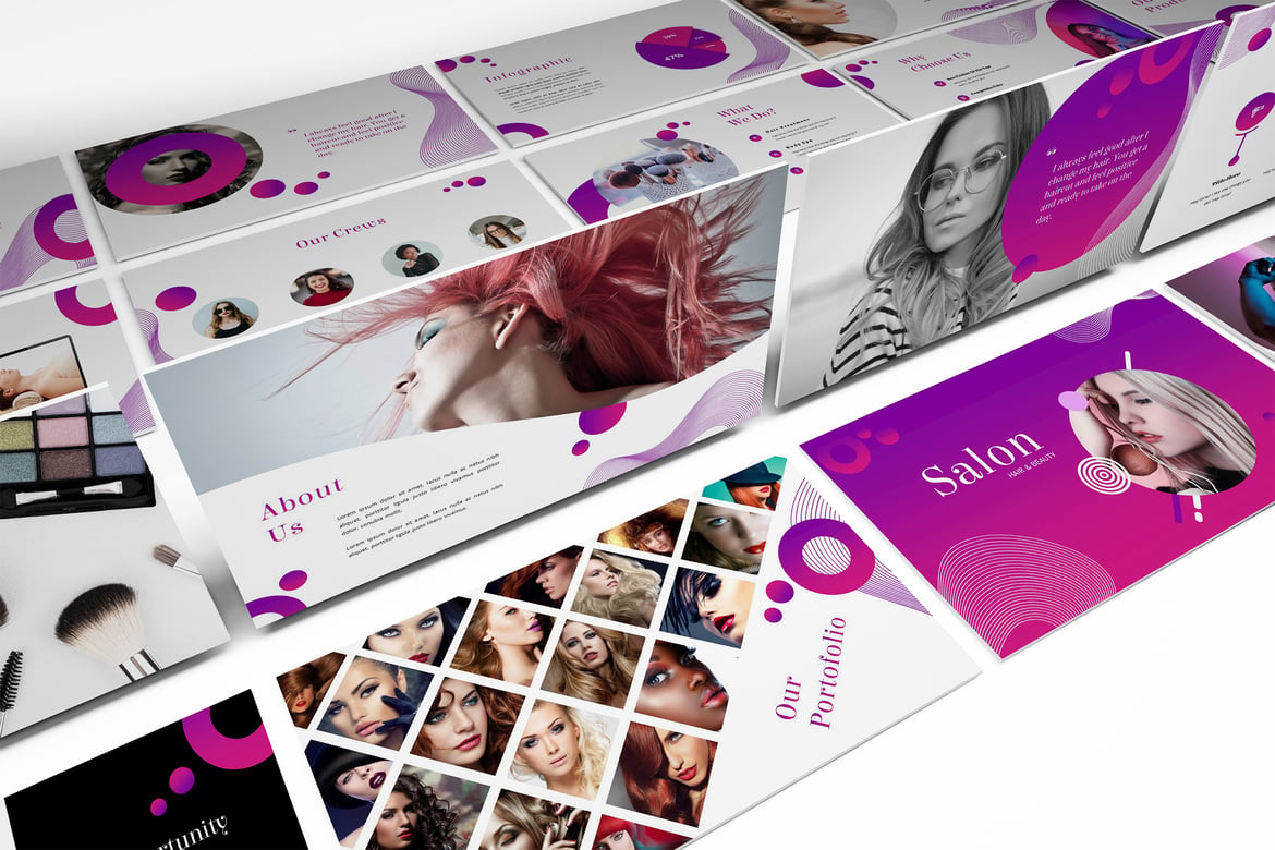 Template Presentasi PowerPoint Salon - Kecantikan & Gaya