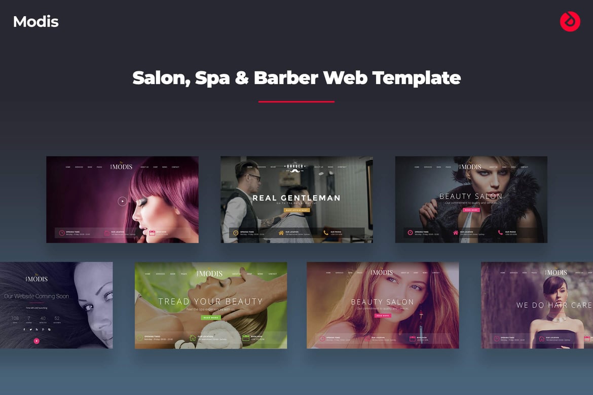 Template Website Salon, Spa & Barber yang Modern - Modis
