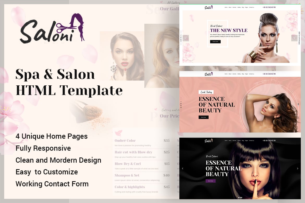 Saloni - Template Website Spa dan Salon yang Menarik
