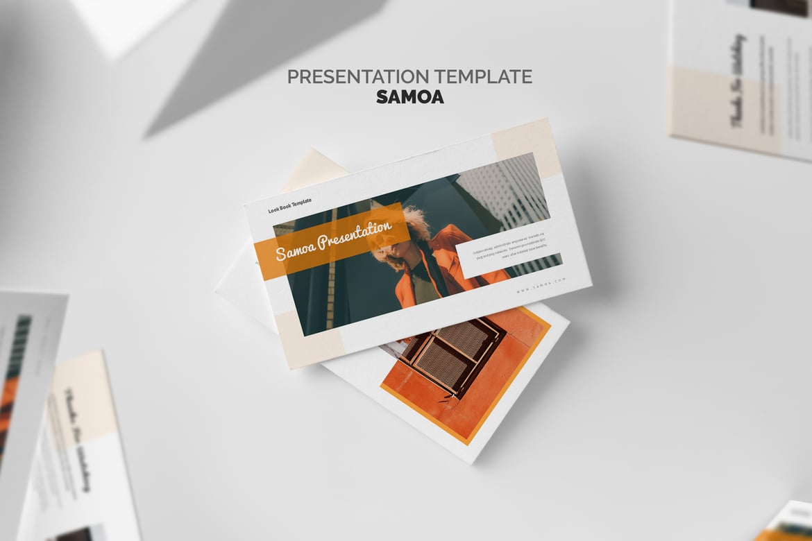 Template PowerPoint Samoa: Gradien Warna Oranye yang Menarik