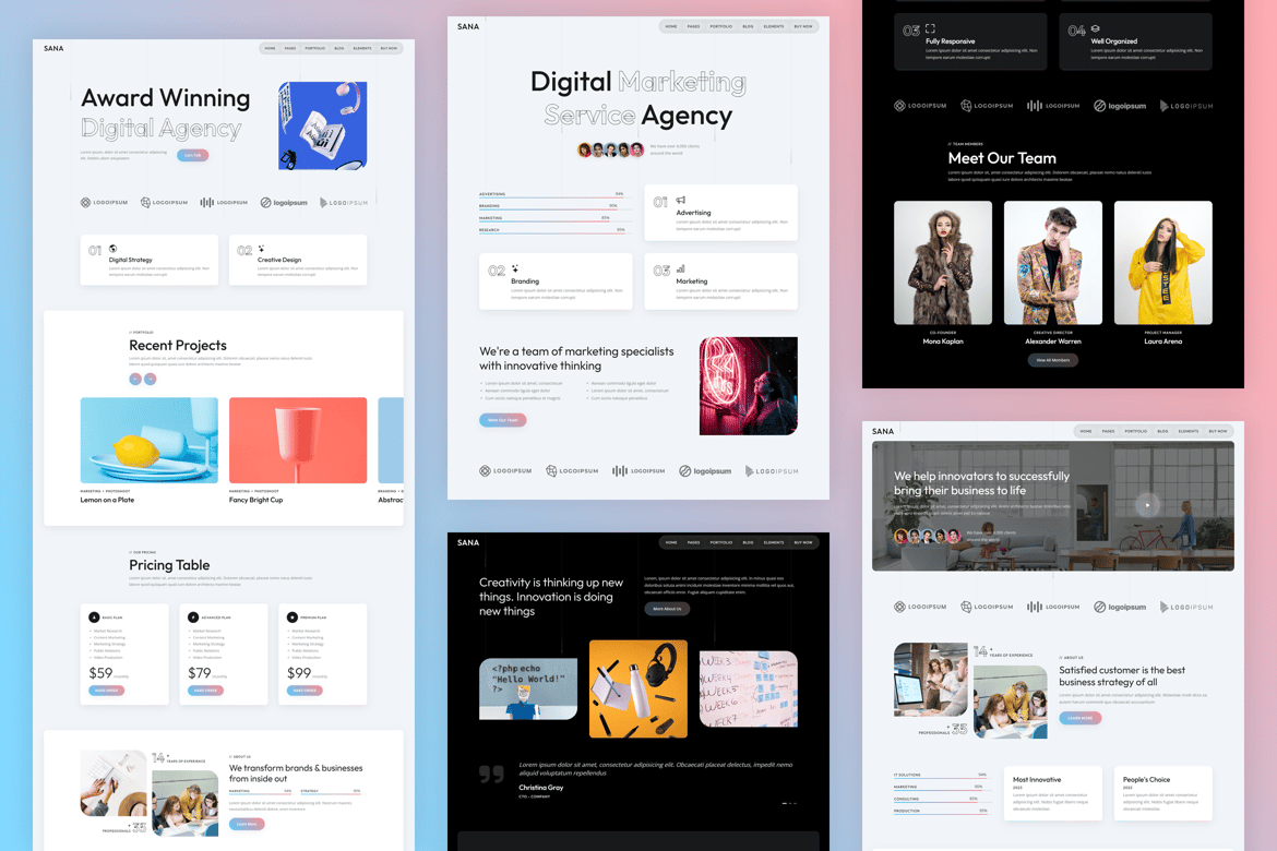 Sana - Template Website Kreatif Multipurpose NextJS Terbaik