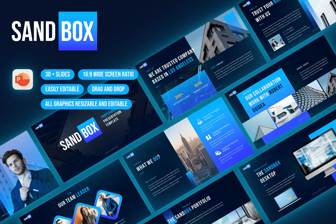 Template Presentasi PowerPoint SandBox untuk Bisnis yang Menarik
