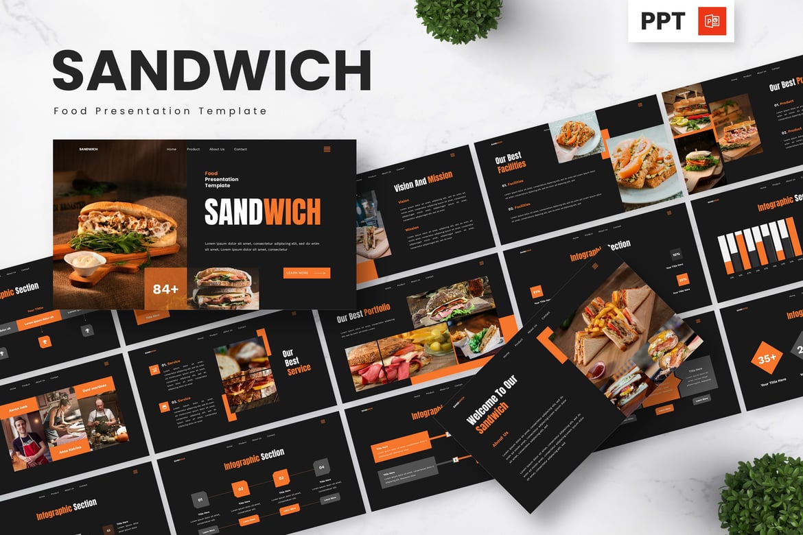 Template Presentasi PowerPoint Sandwich yang Lezat dan Menarik