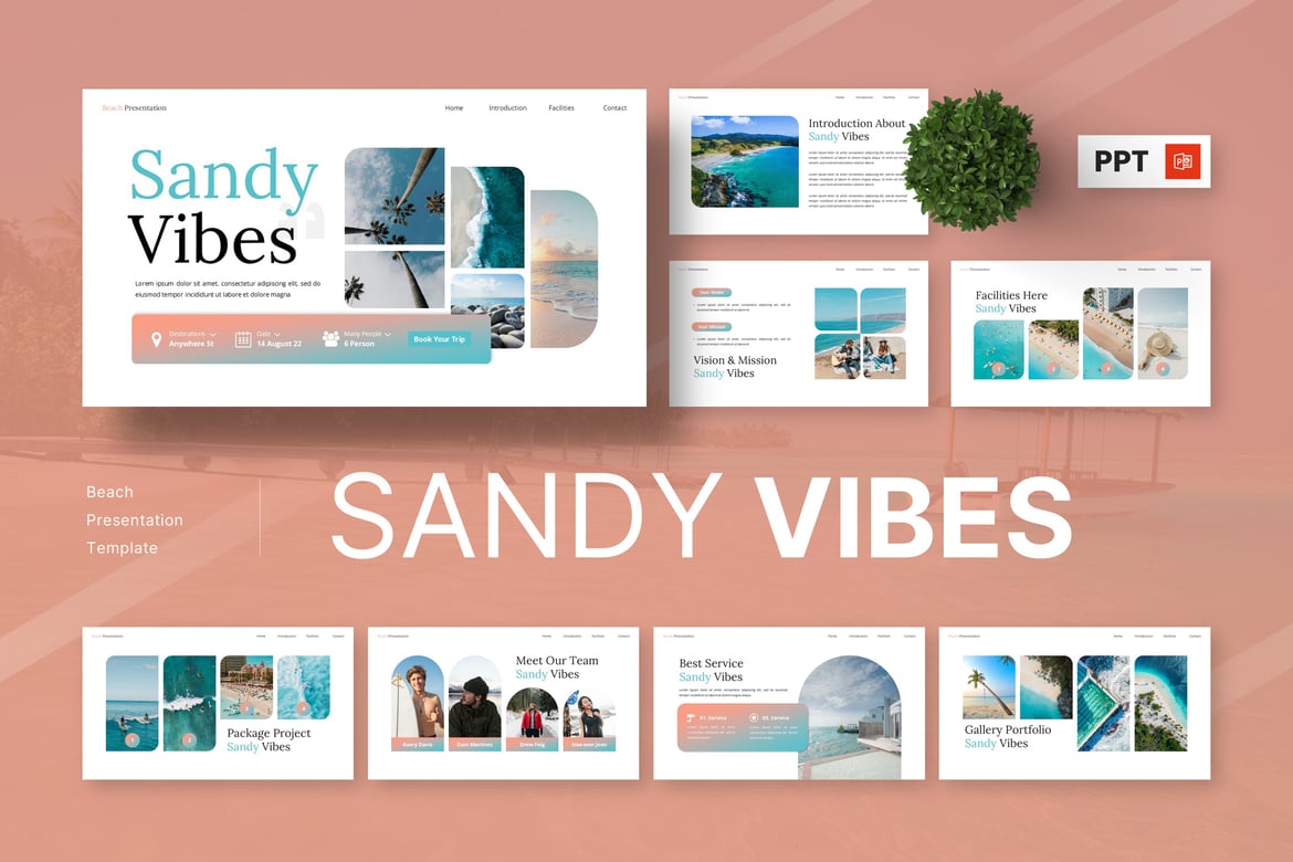 Template Presentasi Pantai Sandy Vibes yang Menawan