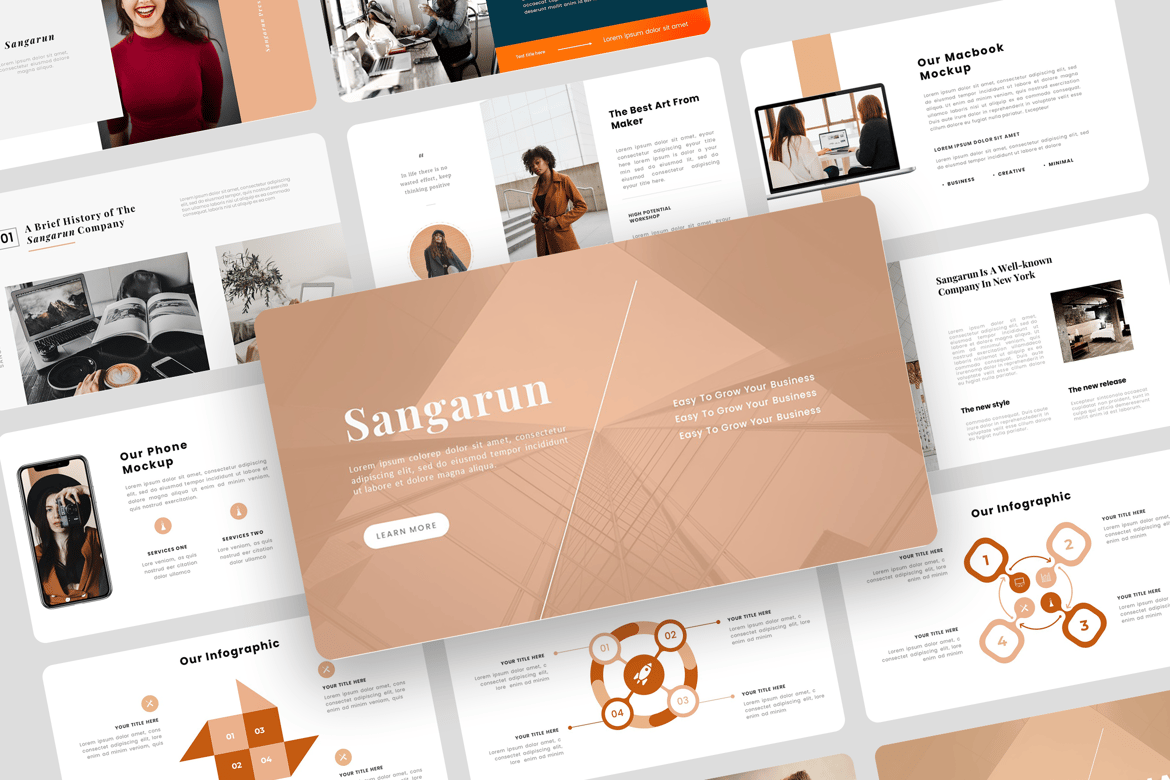 Sangarun - Template PowerPoint Bisnis Kreatif untuk Presentasi Profesional