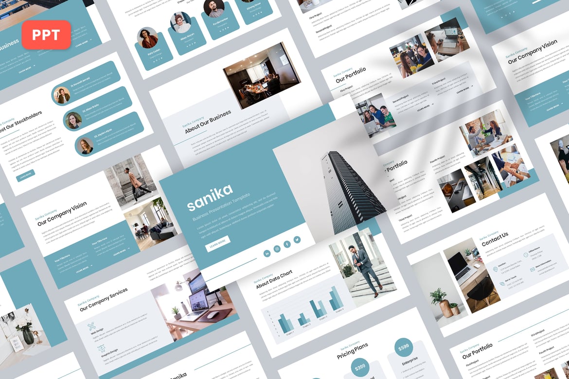 Sanika - Template PowerPoint Bisnis yang Menarik
